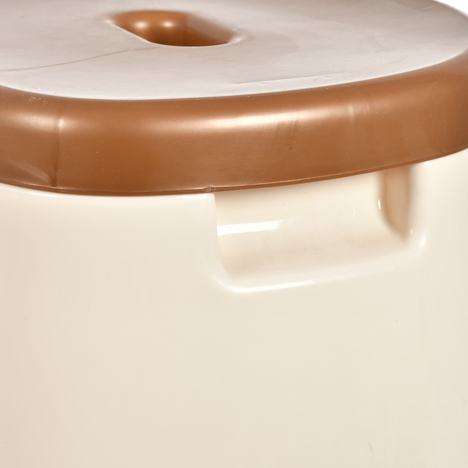 Kuber Industries Big Size Flower Printed Plastic Sitting Stool For Indoor & Outdoor (Brown & Cream)-HS43KUBMART26199
