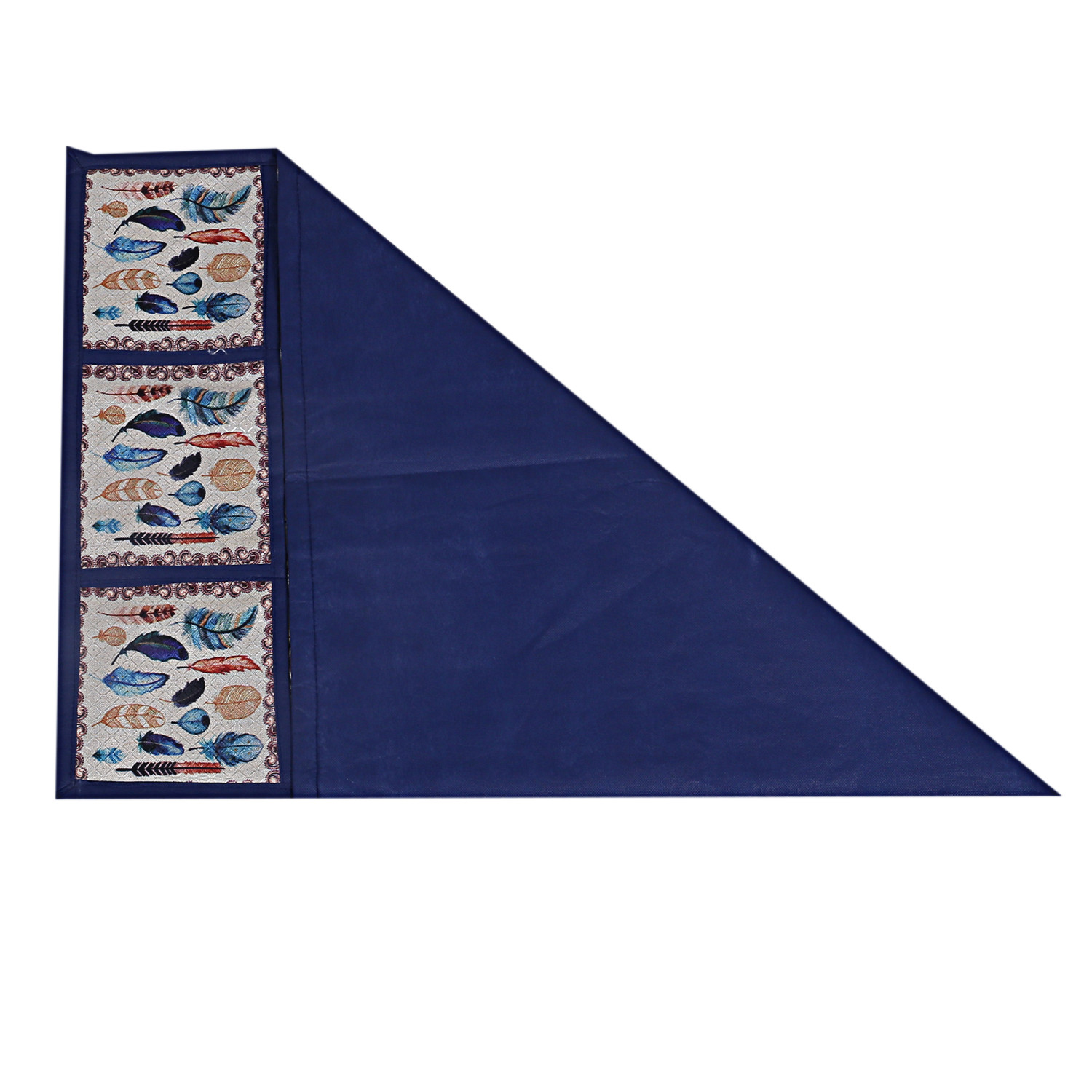 Kuber Industries Birds Wings Print Jute 3-Layered Fridge/Refrigerator Top Cover with 6 Utility Pockets,Gold
