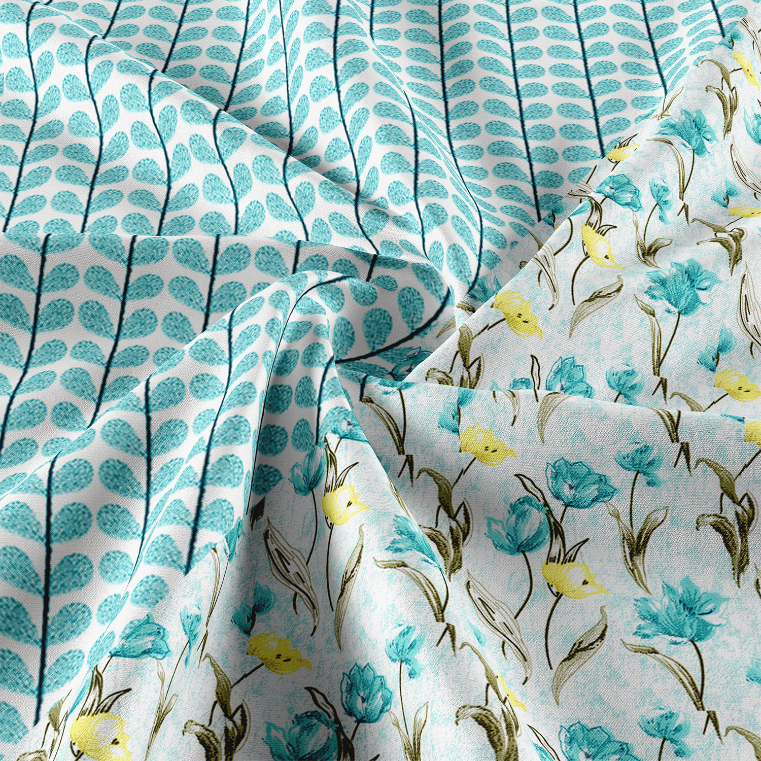 Kuber Industries Blanket | Cotton Double Bed Dohar | Blanket For Home | Reversible AC Blanket For Travelling | Blanket For Summer | Blanket For Winters | Blue Flower | White
