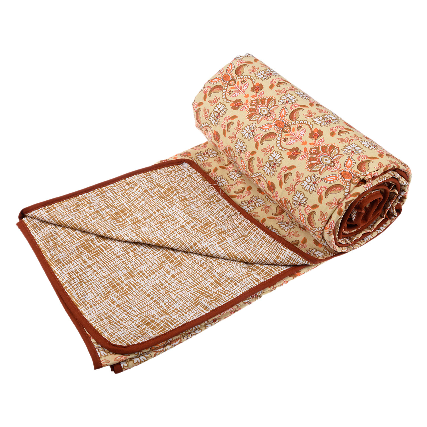 Kuber Industries Blanket | Cotton Double Bed Dohar | Blanket For Home | Reversible AC Blanket For Travelling | Blanket For Summer | Blanket For Winters | Carry Print | Orange