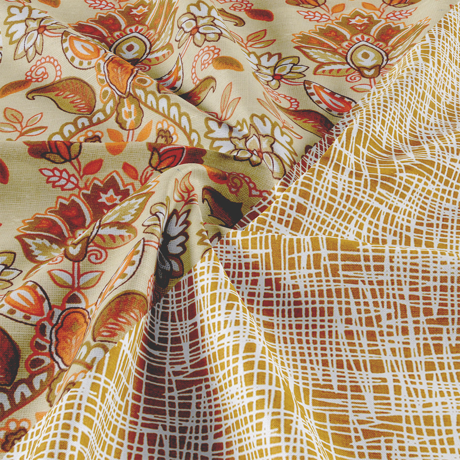 Kuber Industries Blanket | Cotton Double Bed Dohar | Blanket For Home | Reversible AC Blanket For Travelling | Blanket For Summer | Blanket For Winters | Carry Print | Orange