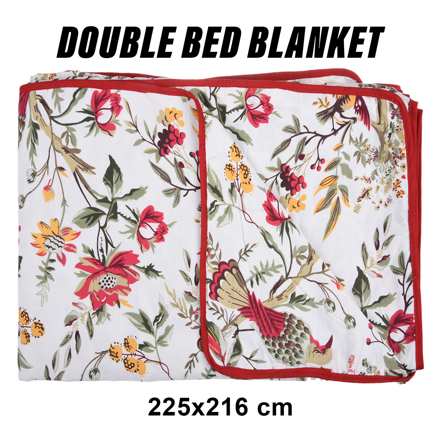 Kuber Industries Blanket | Cotton Double Bed Dohar | Blanket For Home | Reversible AC Blanket For Travelling | Blanket For Summer | Blanket For Winters | Leaf Print | Pink