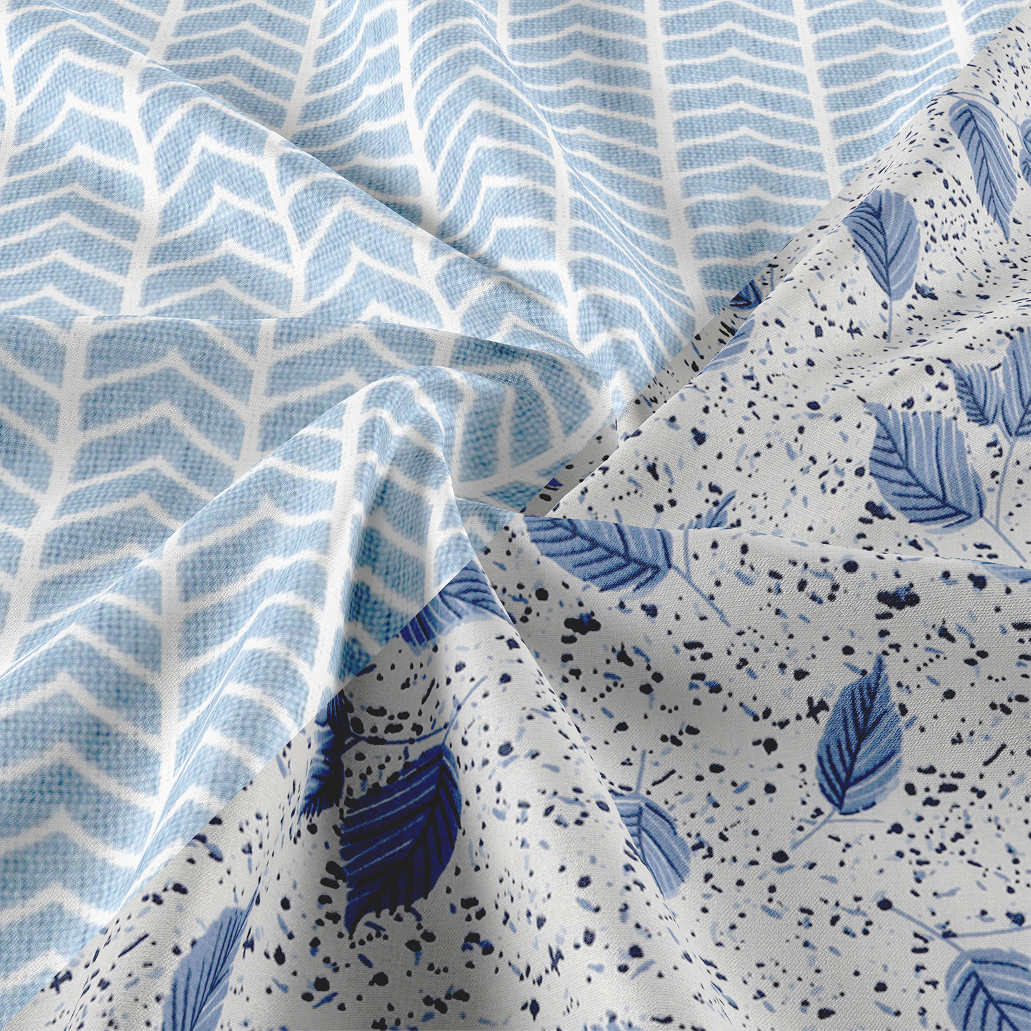 Kuber Industries Blanket | Cotton Double Bed Dohar | Blanket For Home | Reversible AC Blanket For Travelling | Blanket For Summer | Blanket For Winters | Leaf Print | Blue
