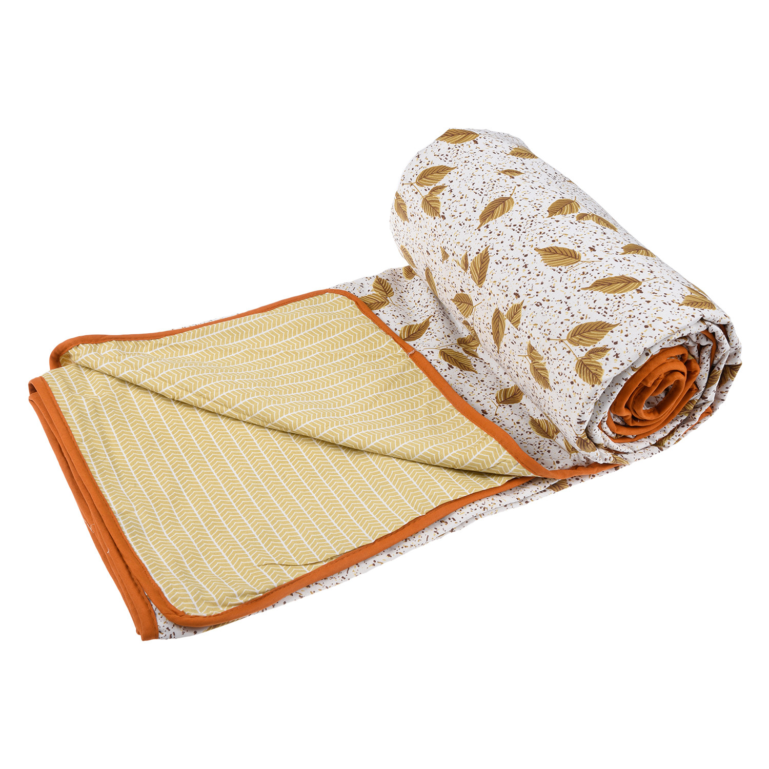 Kuber Industries Blanket | Cotton Double Bed Dohar | Blanket For Home | Reversible AC Blanket For Travelling | Blanket For Summer | Blanket For Winters | Leaf Print | Brown