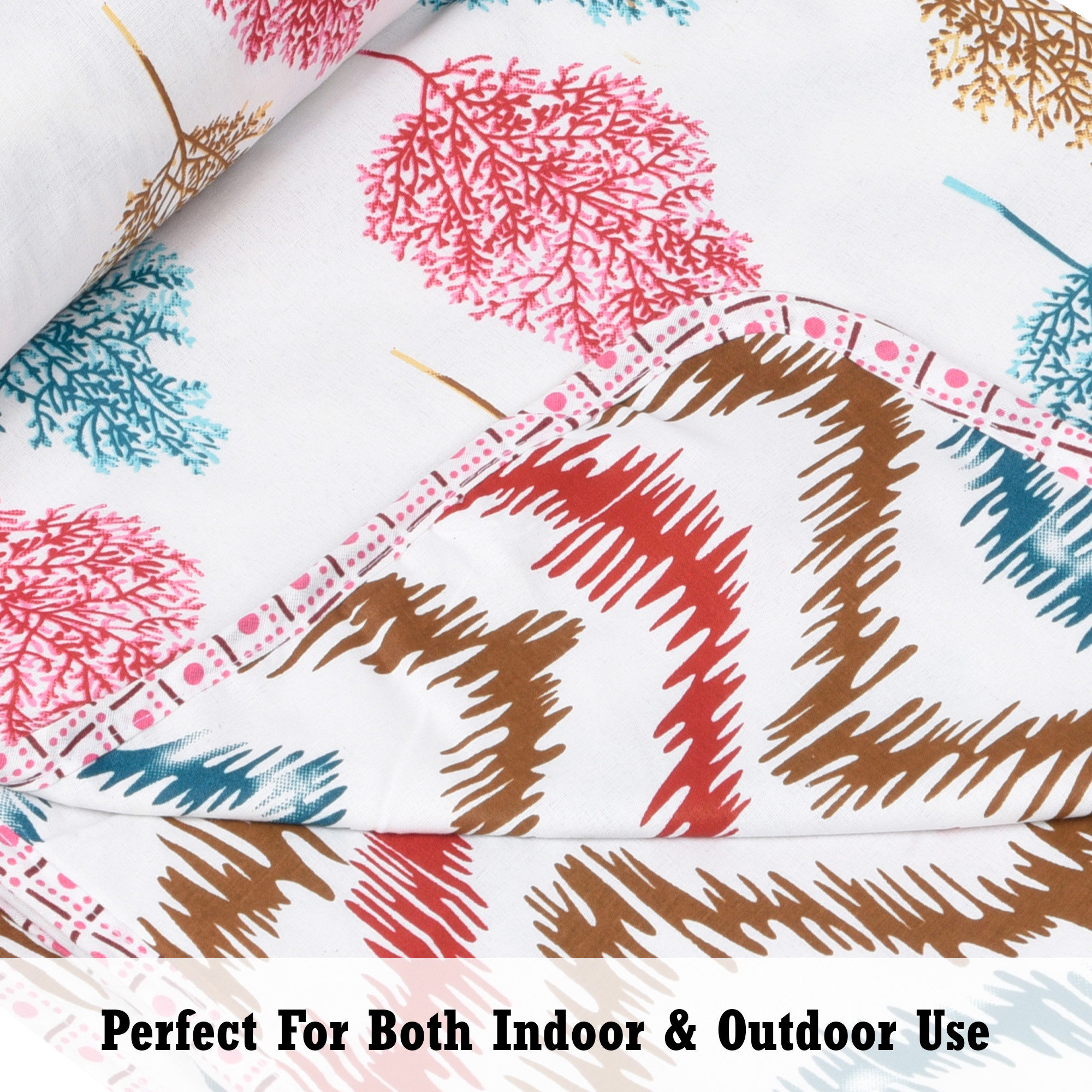 Kuber Industries Blanket  Cotton Double Bed Dohar  Reversible AC Blanket  All-Season Bed Blanket  Lightweight  Portable Blanket For Travelling  Multi Leaf-Print  White