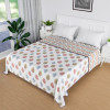 Blanket | Cotton Double Bed Dohar | Reversible AC Blanket | All-Season Bed Blanket | Lightweight & Portable Blanket For Travelling | Multi Leaf-Print | White