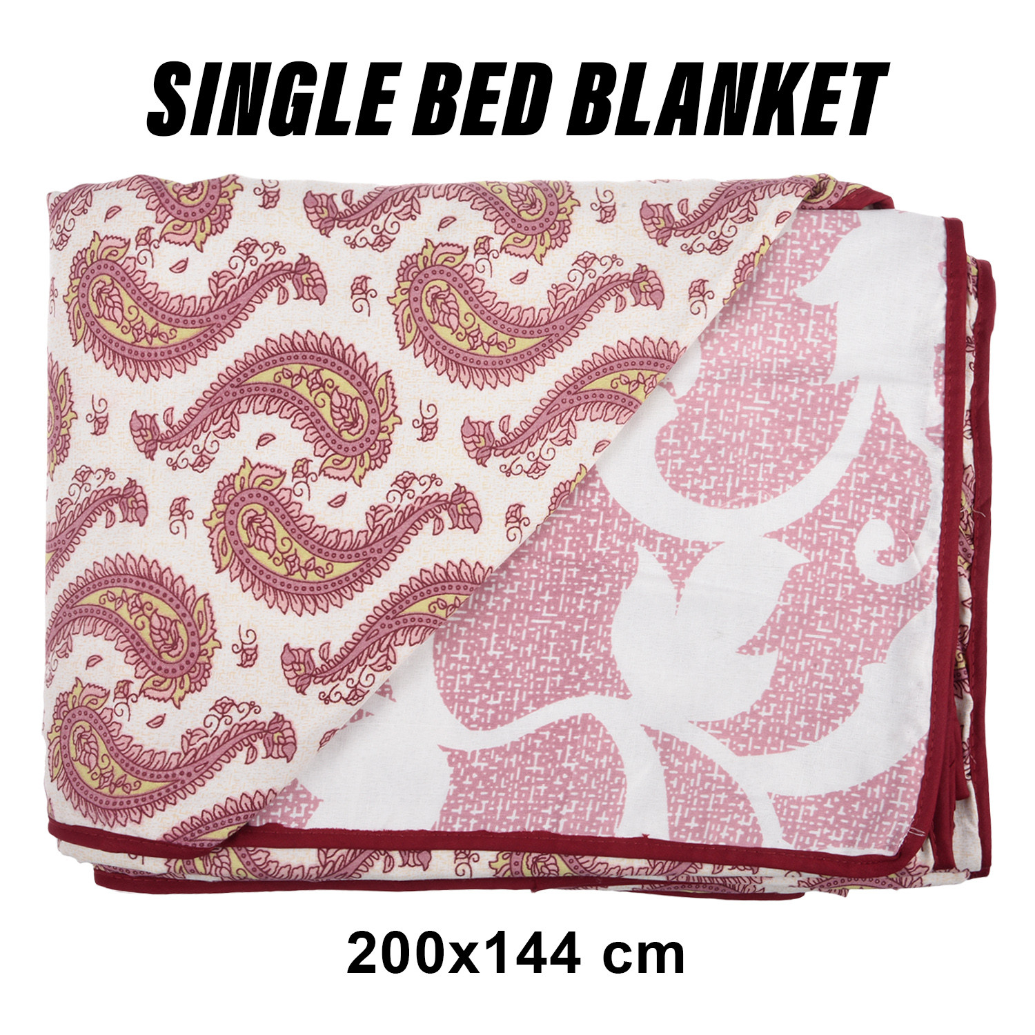 Kuber Industries Blanket | Cotton Single Bed Dohar | Blanket For Home | Reversible AC Blanket For Travelling | Blanket For Summer | Blanket For Winters | Carry Print | Pink