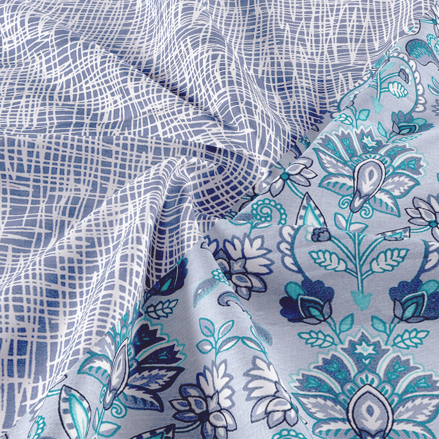 Kuber Industries Blanket | Cotton Single Bed Dohar | Blanket For Home | Reversible AC Blanket For Travelling | Blanket For Summer | Blanket For Winters | Carry Print | Blue
