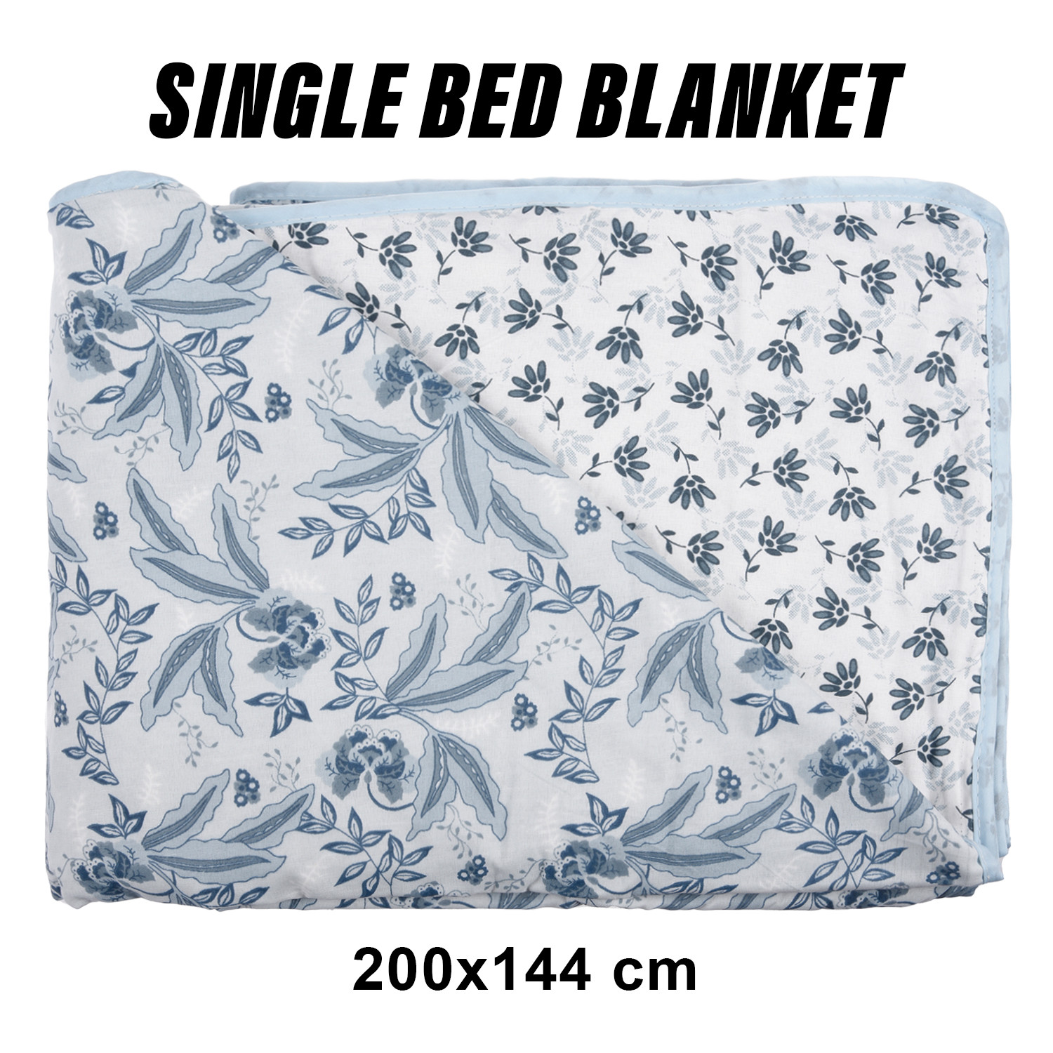 Kuber Industries Blanket | Cotton Single Bed Dohar | Blanket For Home | Reversible AC Blanket For Travelling | Blanket For Summer | Blanket For Winters | Flower Print | Green