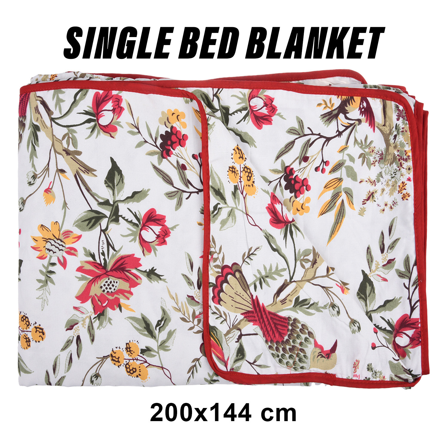 Kuber Industries Blanket | Cotton Single Bed Dohar | Blanket For Home | Reversible AC Blanket For Travelling | Blanket For Summer | Blanket For Winters | Leaf Print | Pink