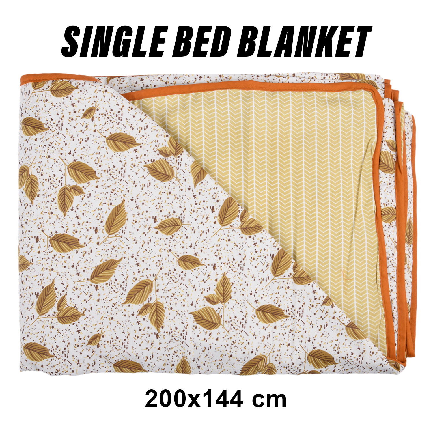 Kuber Industries Blanket | Cotton Single Bed Dohar | Blanket For Home | Reversible AC Blanket For Travelling | Blanket For Summer | Blanket For Winters | Leaf Print | Brown