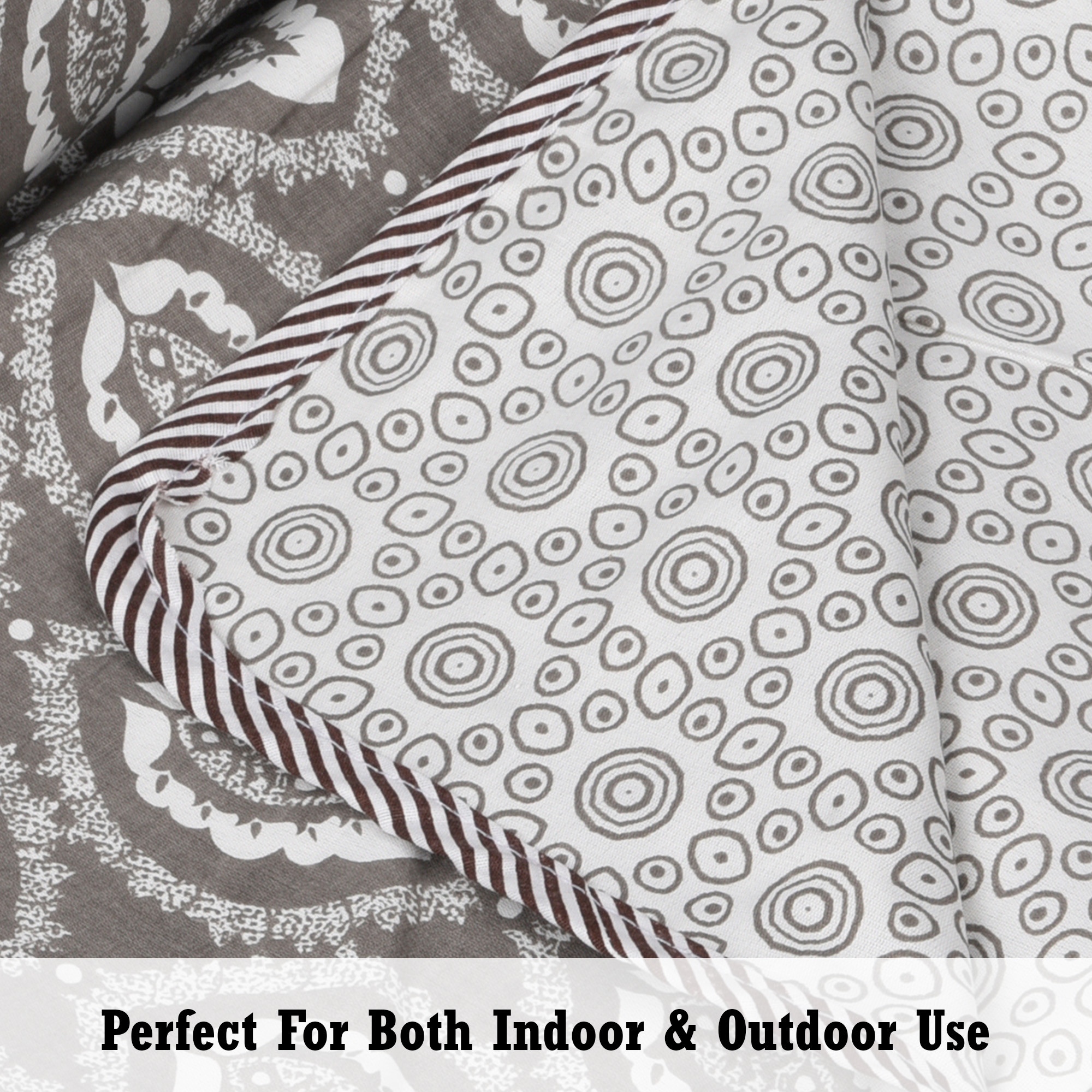 Kuber Industries Blanket  Cotton Single Bed Dohar  Reversible AC Blanket  All-Season Bed Blanket  Lightweight  Portable Blanket For Travelling  White Flower-Print  Grey