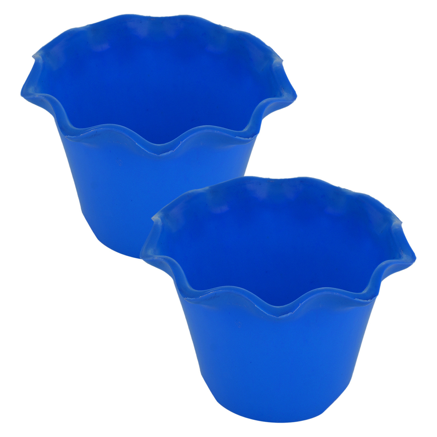 Kuber Industries Blossom Flower Pot|Durable Plastic Flower Pot|Gamla With Drain Holes for Home Décor|Balcony|Garden|8 Inch (Blue)