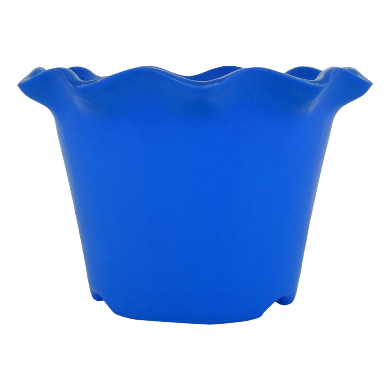 Kuber Industries Blossom Flower Pot|Durable Plastic Flower Pot|Gamla With Drain Holes for Home Décor|Balcony|Garden|8 Inch (Blue)