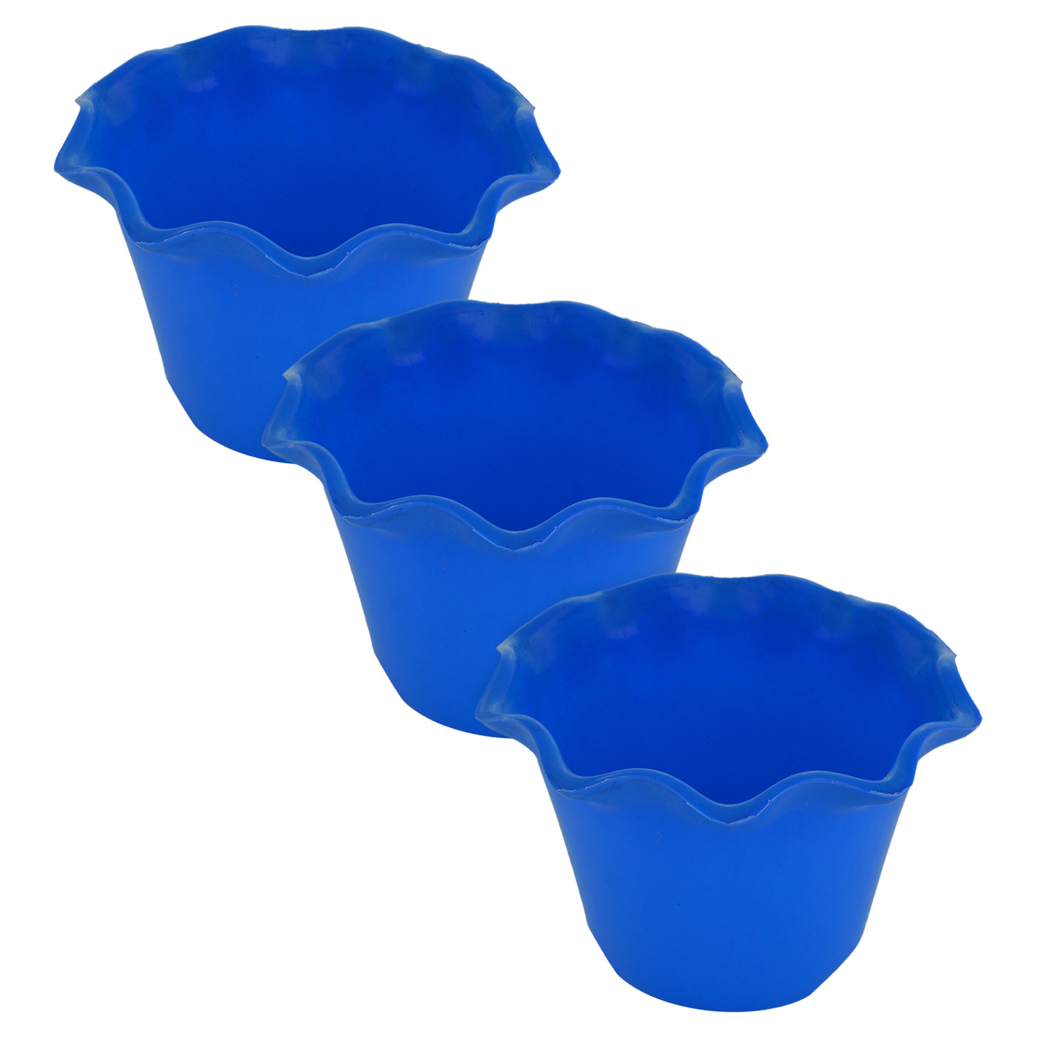 Kuber Industries Blossom Flower Pot|Durable Plastic Flower Pot|Gamla With Drain Holes for Home Décor|Balcony|Garden|8 Inch (Blue)