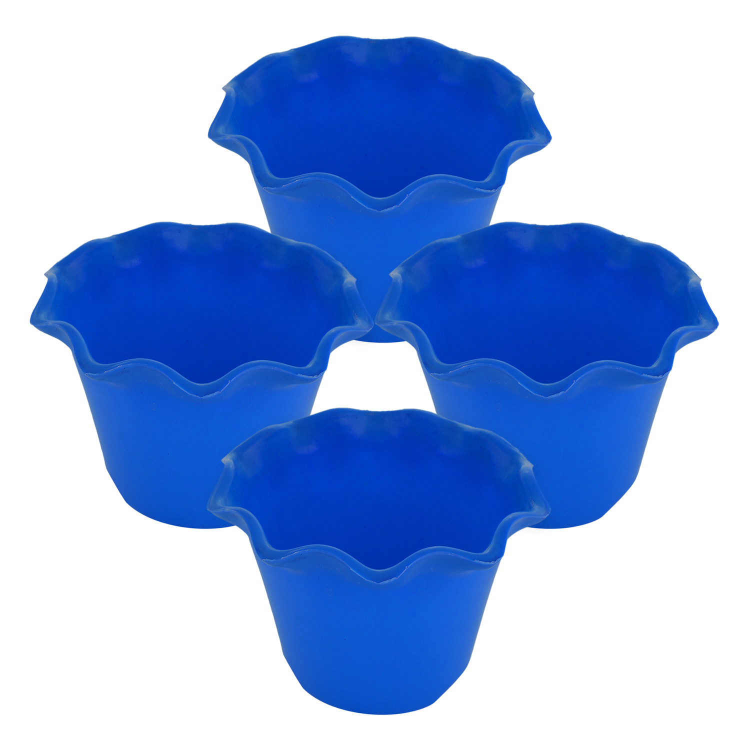 Kuber Industries Blossom Flower Pot|Durable Plastic Flower Pot|Gamla With Drain Holes for Home Décor|Balcony|Garden|8 Inch (Blue)