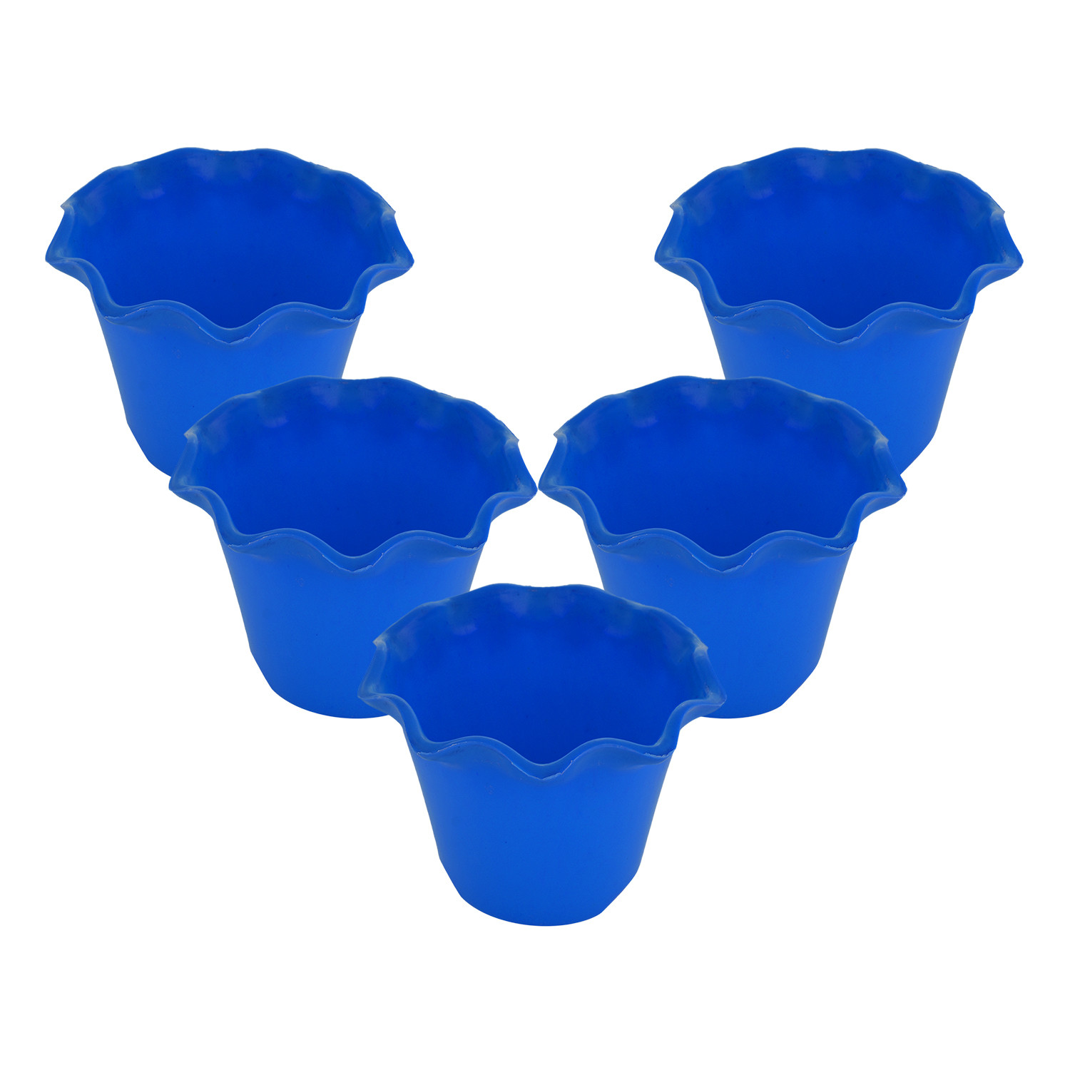 Kuber Industries Blossom Flower Pot|Durable Plastic Flower Pot|Gamla With Drain Holes for Home Décor|Balcony|Garden|8 Inch (Blue)