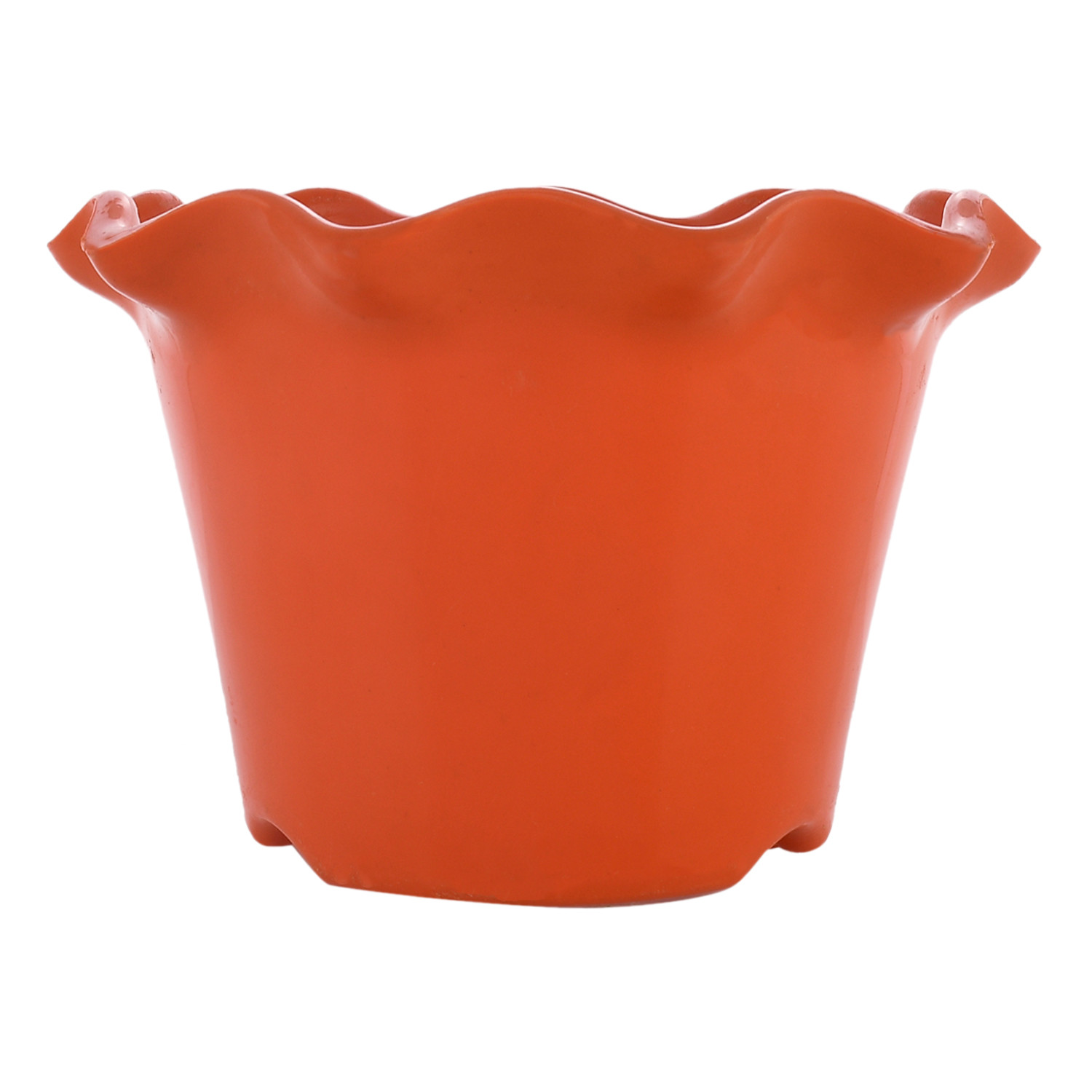 Kuber Industries Blossom Flower Pot|Durable Plastic Flower Pot|Gamla With Drain Holes for Home Décor|Balcony|Garden|8 Inch (Orange)