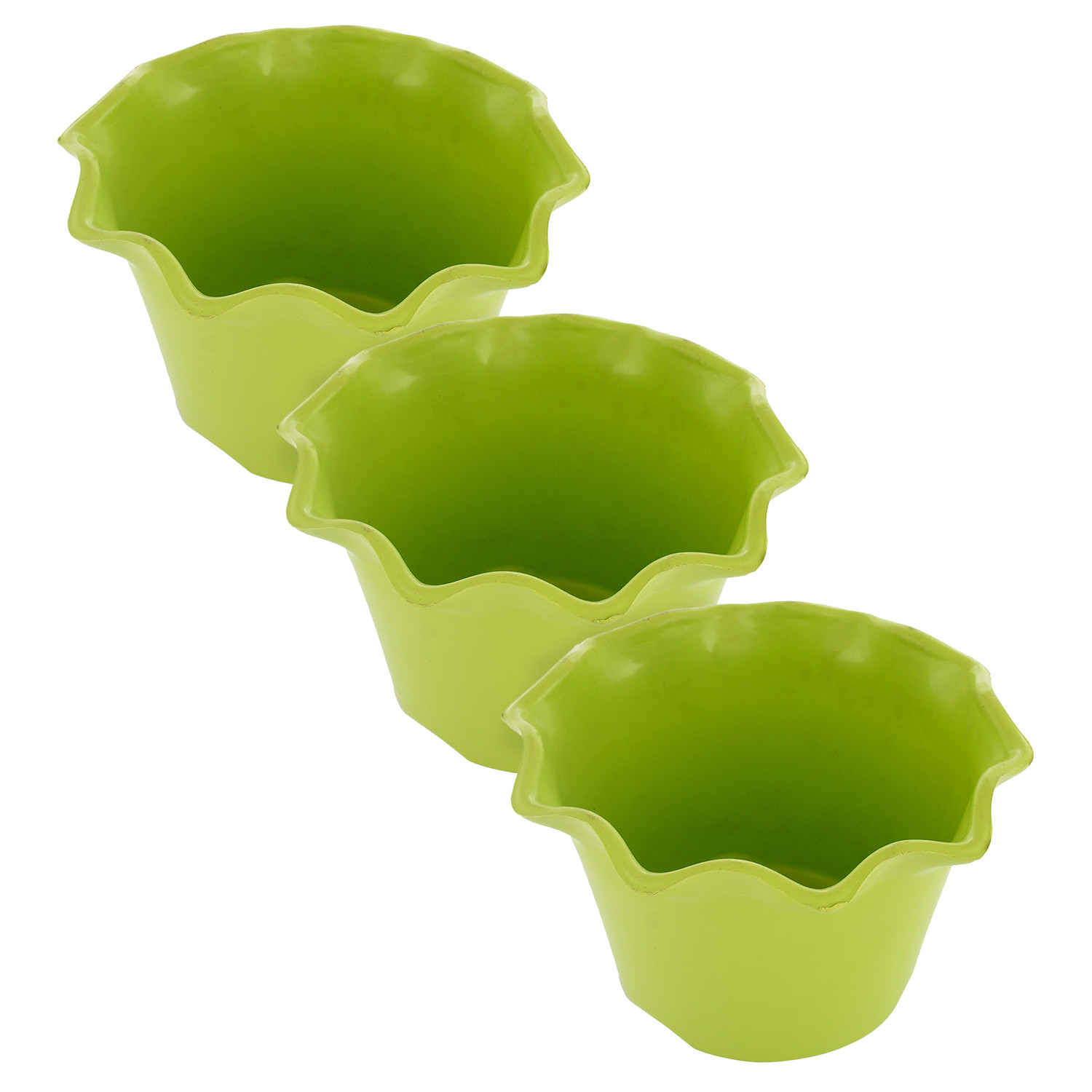 Kuber Industries Blossom Flower Pot|Durable Plastic Flower Pot|Gamla With Drain Holes for Home Décor|Balcony|Garden|8 Inch (Green)