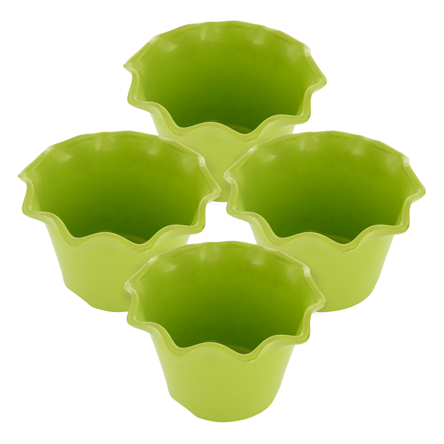 Kuber Industries Blossom Flower Pot|Durable Plastic Flower Pot|Gamla With Drain Holes for Home Décor|Balcony|Garden|8 Inch (Green)