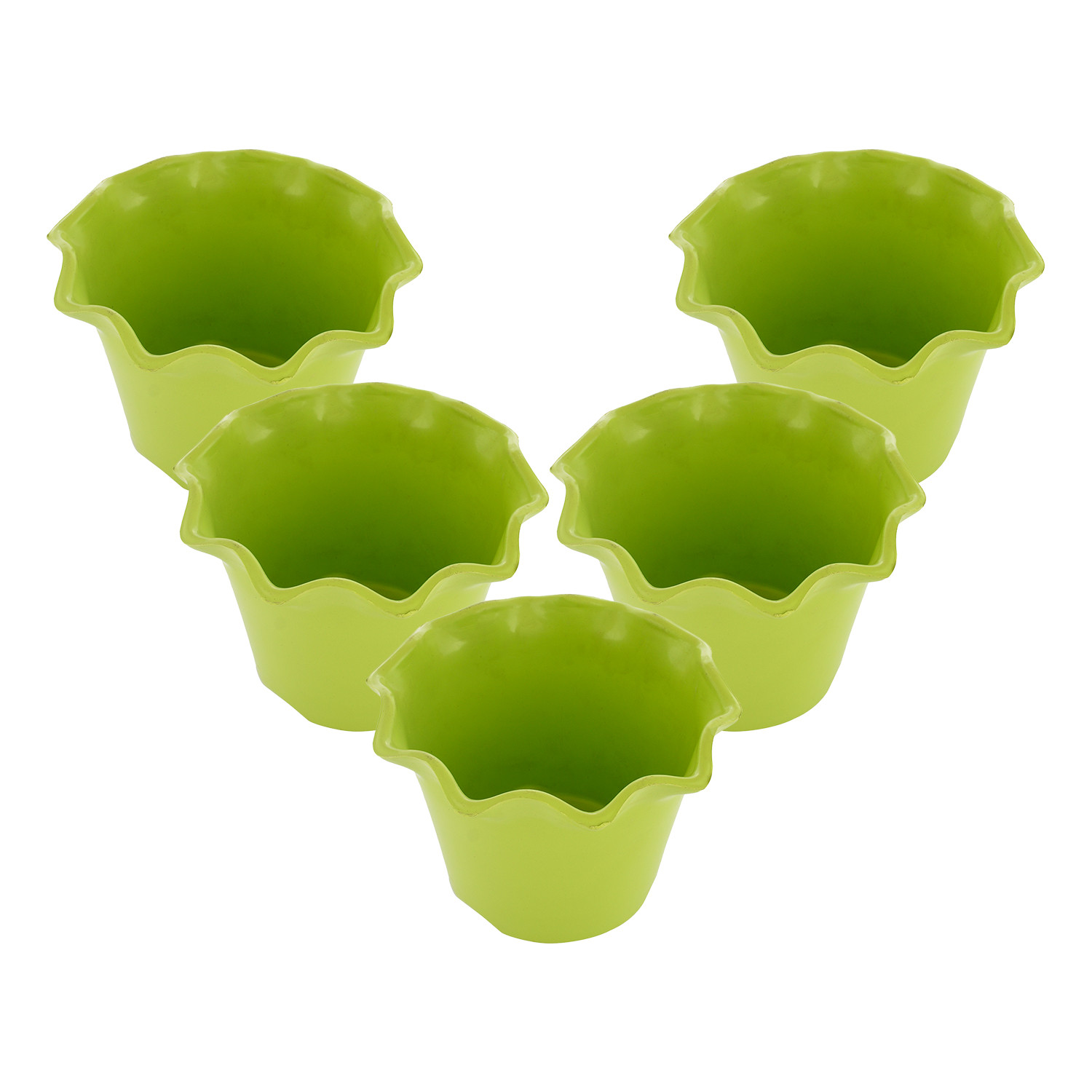 Kuber Industries Blossom Flower Pot|Durable Plastic Flower Pot|Gamla With Drain Holes for Home Décor|Balcony|Garden|8 Inch (Green)