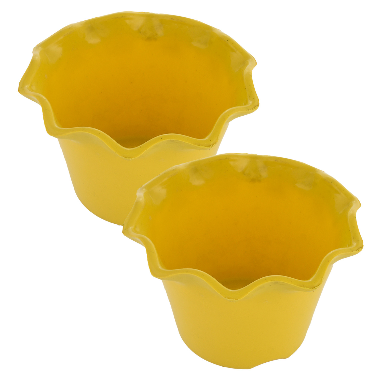 Kuber Industries Blossom Flower Pot|Durable Plastic Flower Pot|Gamla With Drain Holes for Home Décor|Balcony|Garden|8 Inch (Yellow)