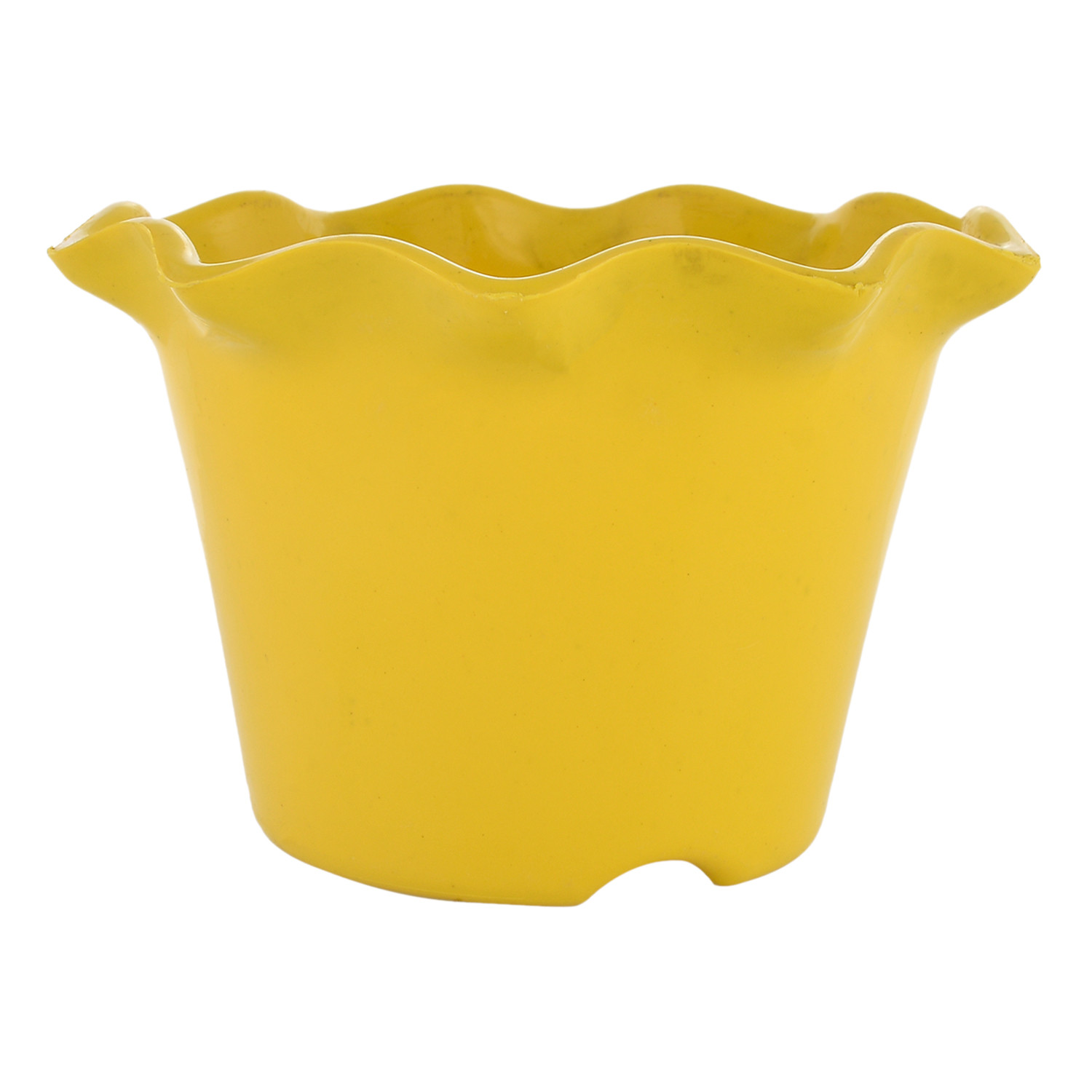 Kuber Industries Blossom Flower Pot|Durable Plastic Flower Pot|Gamla With Drain Holes for Home Décor|Balcony|Garden|8 Inch (Yellow)
