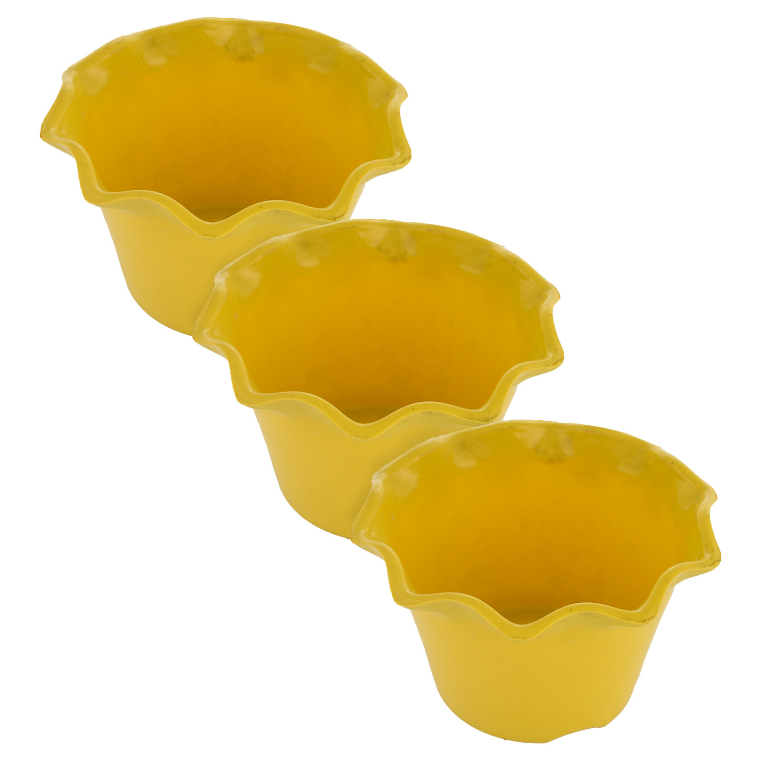 Kuber Industries Blossom Flower Pot|Durable Plastic Flower Pot|Gamla With Drain Holes for Home Décor|Balcony|Garden|8 Inch (Yellow)