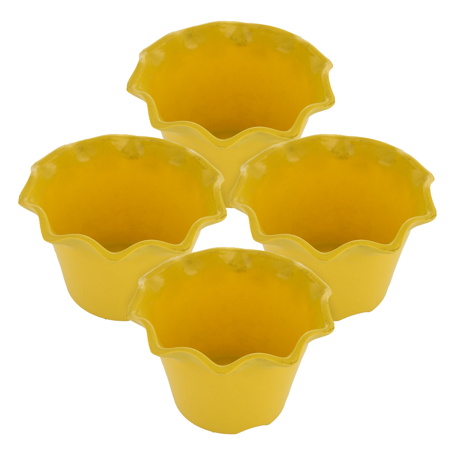 Kuber Industries Blossom Flower Pot|Durable Plastic Flower Pot|Gamla With Drain Holes for Home Décor|Balcony|Garden|8 Inch (Yellow)