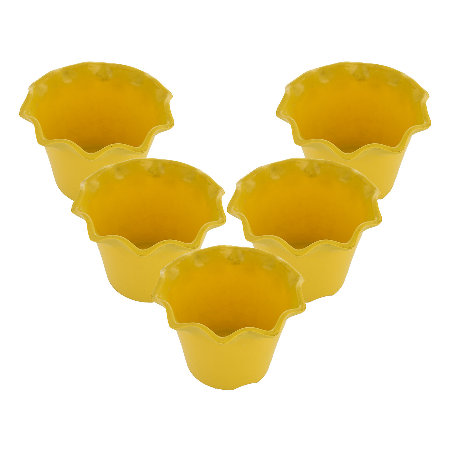 Kuber Industries Blossom Flower Pot|Durable Plastic Flower Pot|Gamla With Drain Holes for Home Décor|Balcony|Garden|8 Inch (Yellow)