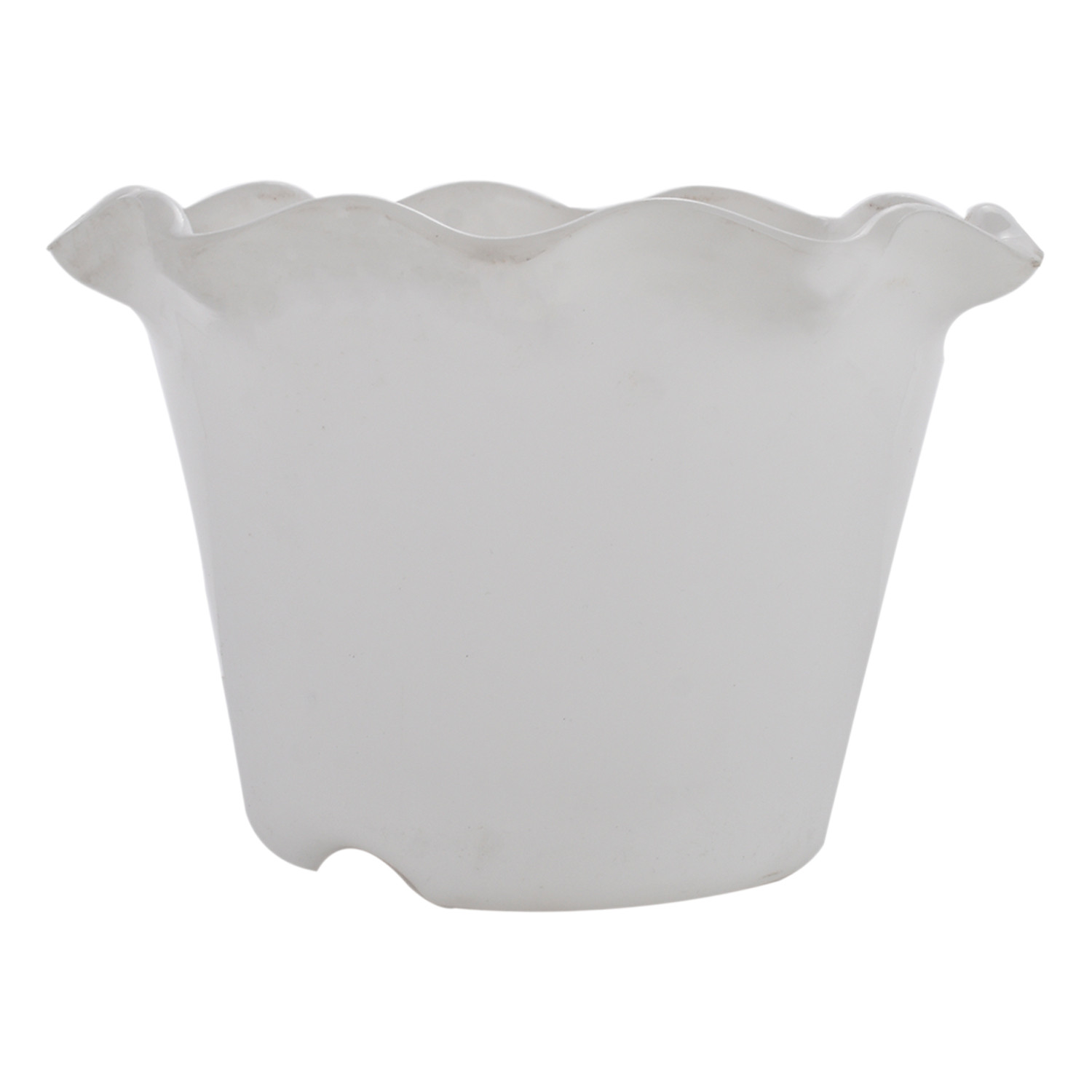 Kuber Industries Blossom Flower Pot|Durable Plastic Flower Pot|Gamla With Drain Holes for Home Décor|Balcony|Garden|8 Inch|Pack of 2 (White & Orange)