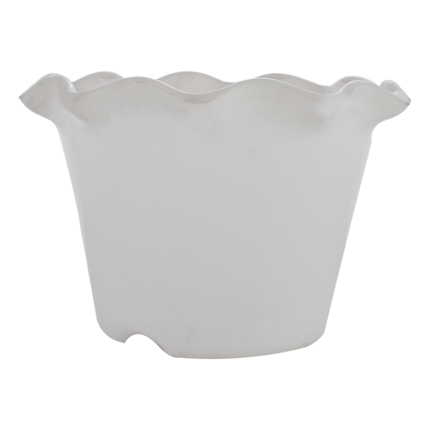Kuber Industries Blossom Flower Pot|Durable Plastic Flower Pot|Gamla With Drain Holes for Home Décor|Balcony|Garden|8 Inch|Pack of 2 (White & Green)