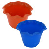 Kuber Industries Blossom Flower Pot|Durable Plastic Flower Pot|Gamla With Drain Holes for Home Décor|Balcony|Garden|8 Inch|Pack of 2 (Blue &amp; Orange)