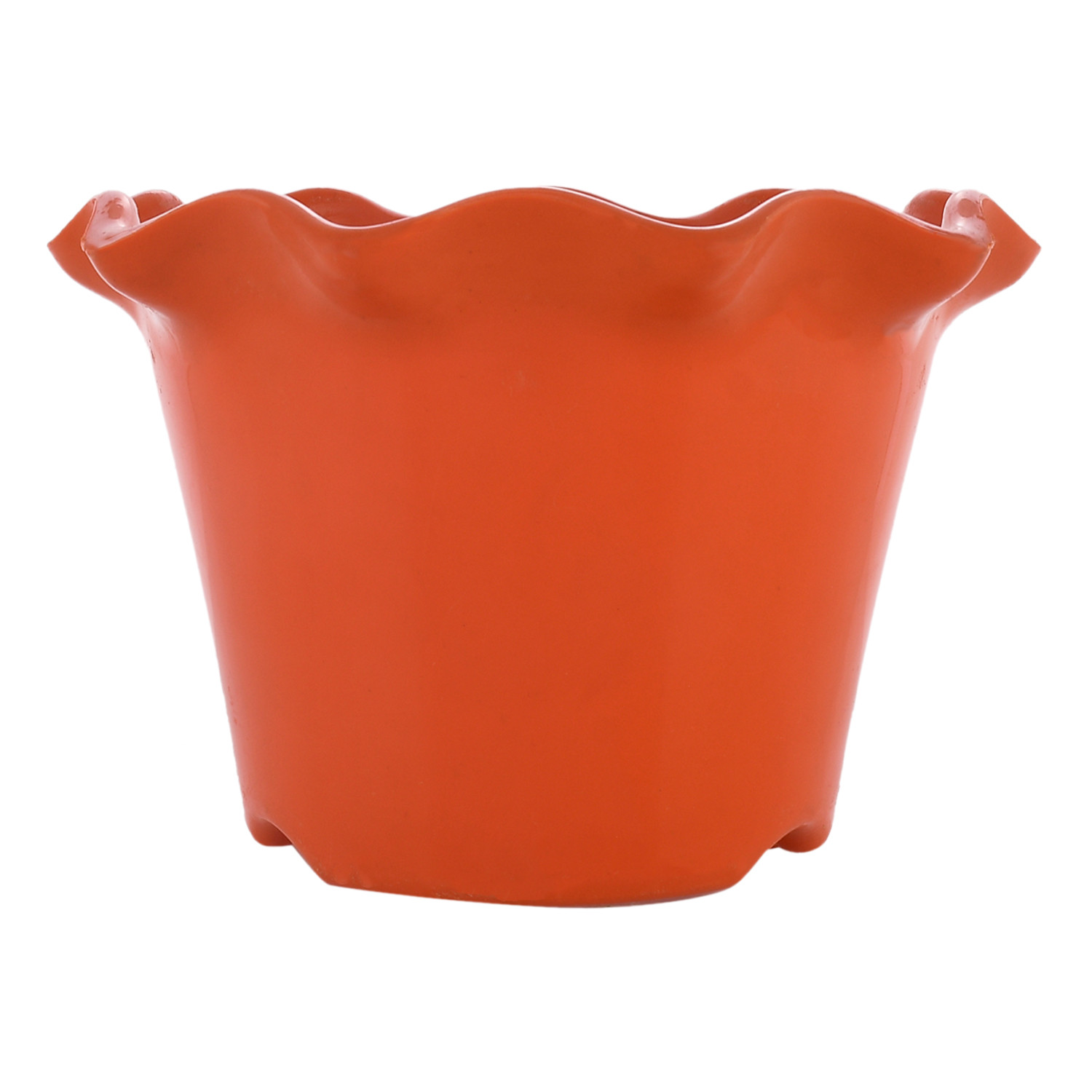 Kuber Industries Blossom Flower Pot|Durable Plastic Flower Pot|Gamla With Drain Holes for Home Décor|Balcony|Garden|8 Inch|Pack of 2 (Orange & Green)