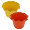 Kuber Industries Blossom Flower Pot|Durable Plastic Flower Pot|Gamla With Drain Holes for Home Décor|Balcony|Garden|8 Inch|Pack of 2 (Orange &amp; Yellow)