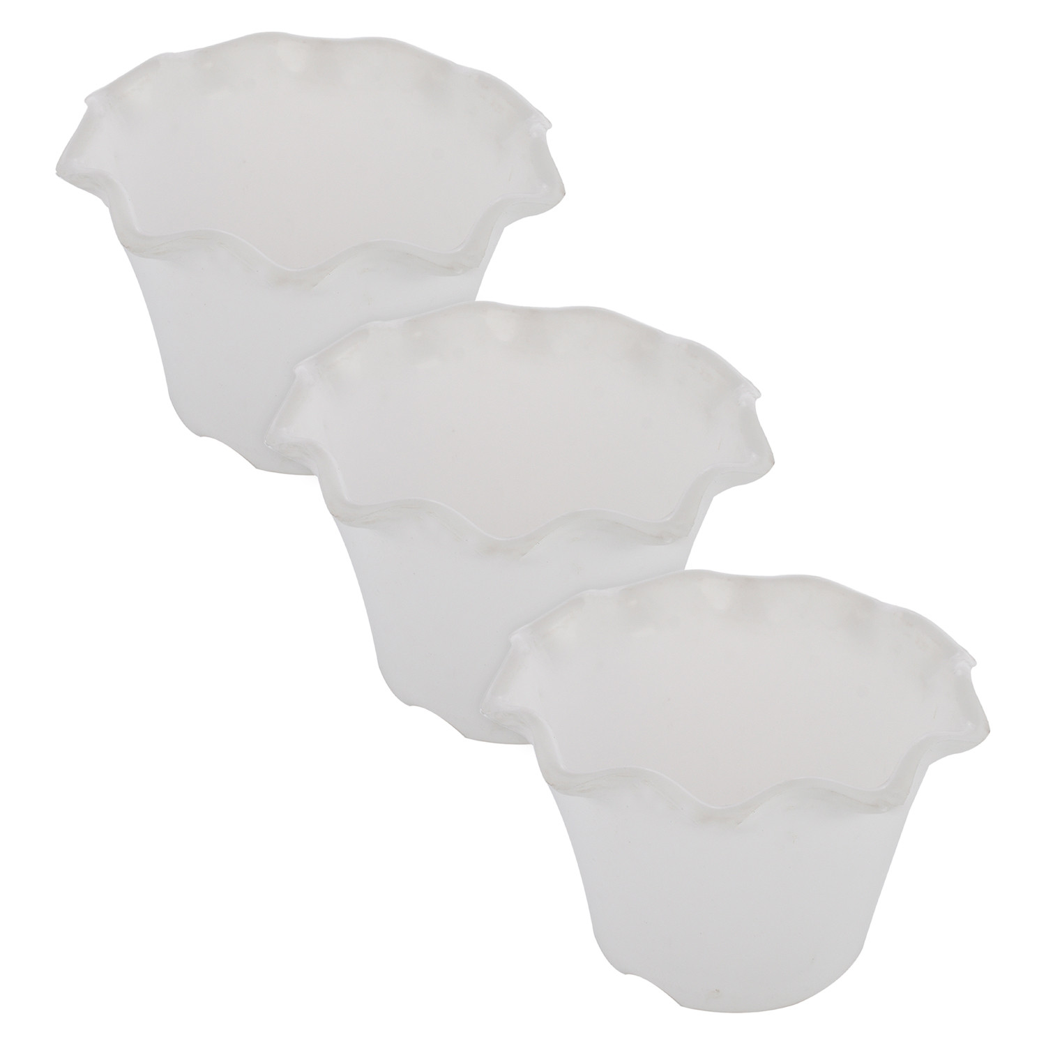 Kuber Industries Blossom Flower Pot|Durable Plastic Flower Pots|Planters for Home Décor|Garden|Living Room|Balcony (White)