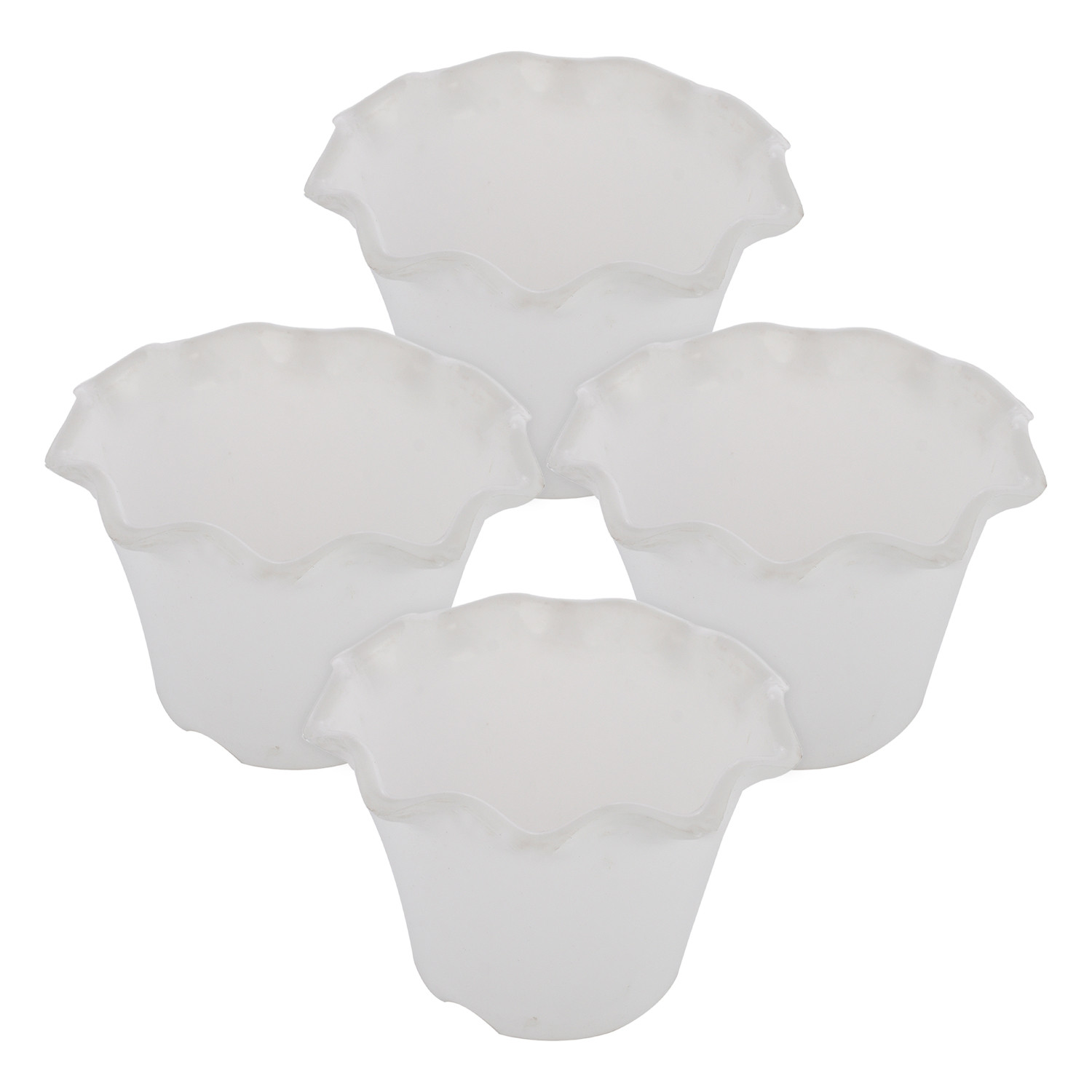 Kuber Industries Blossom Flower Pot|Durable Plastic Flower Pots|Planters for Home Décor|Garden|Living Room|Balcony (White)