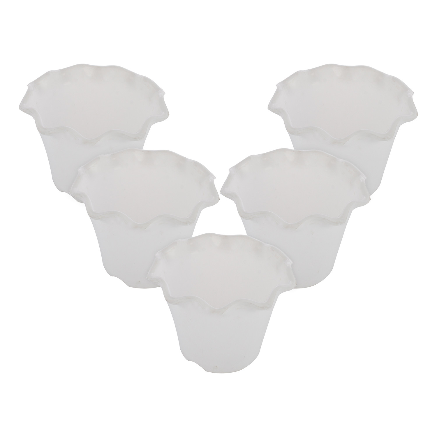 Kuber Industries Blossom Flower Pot|Durable Plastic Flower Pots|Planters for Home Décor|Garden|Living Room|Balcony (White)