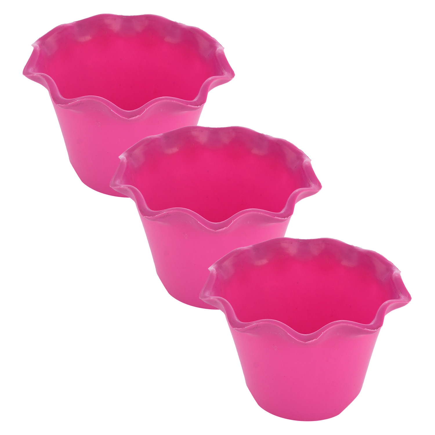 Kuber Industries Blossom Flower Pot|Durable Plastic Flower Pots|Planters for Home Décor|Garden|Living Room|Balcony(Pink)