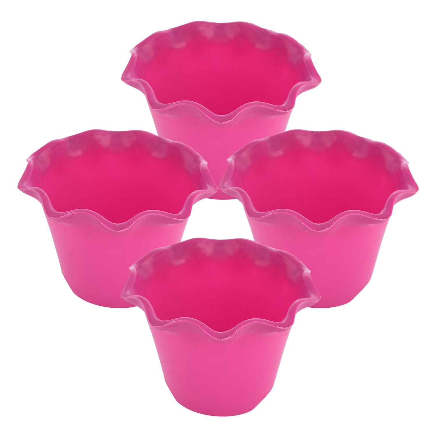 Kuber Industries Blossom Flower Pot|Durable Plastic Flower Pots|Planters for Home Décor|Garden|Living Room|Balcony(Pink)