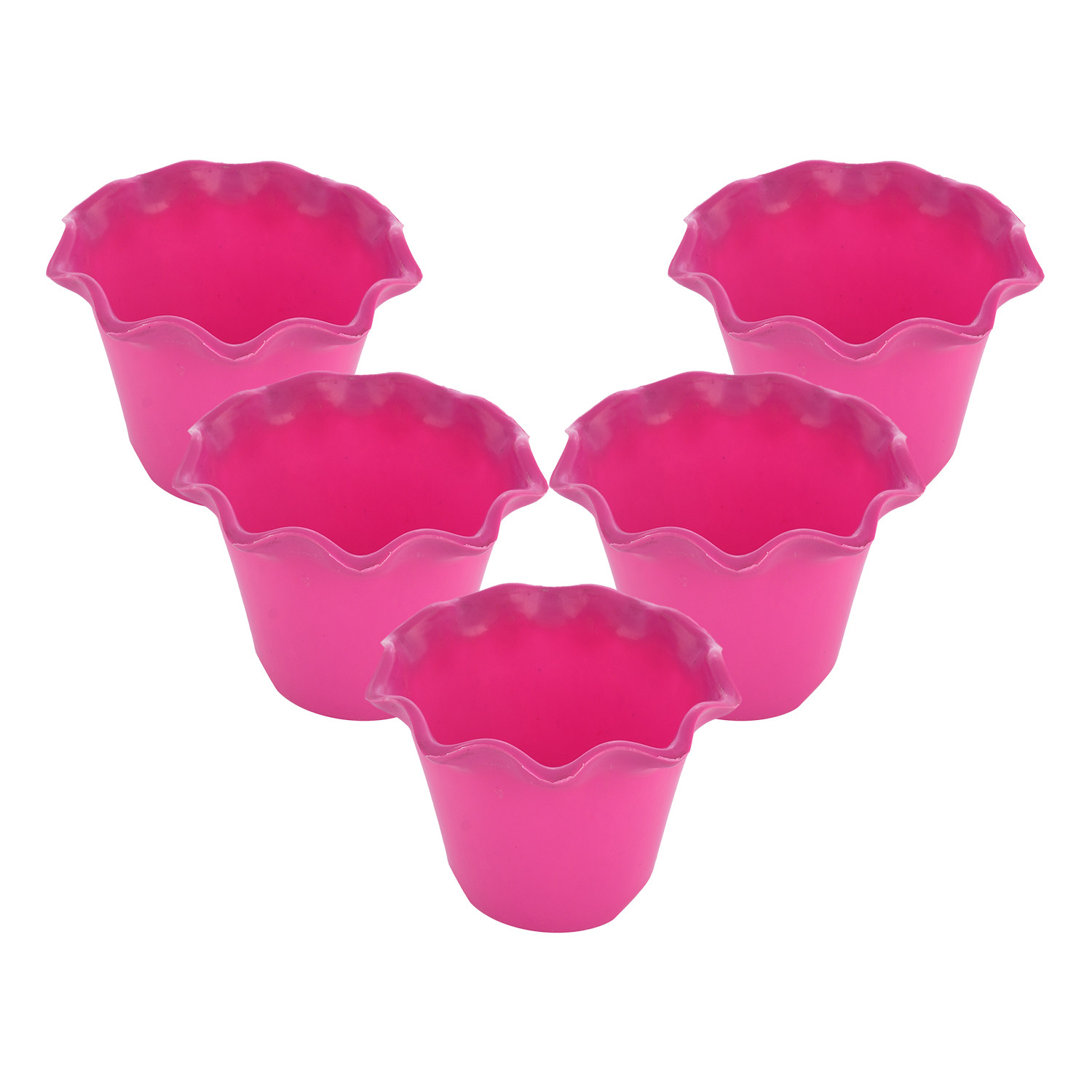 Kuber Industries Blossom Flower Pot|Durable Plastic Flower Pots|Planters for Home Décor|Garden|Living Room|Balcony(Pink)