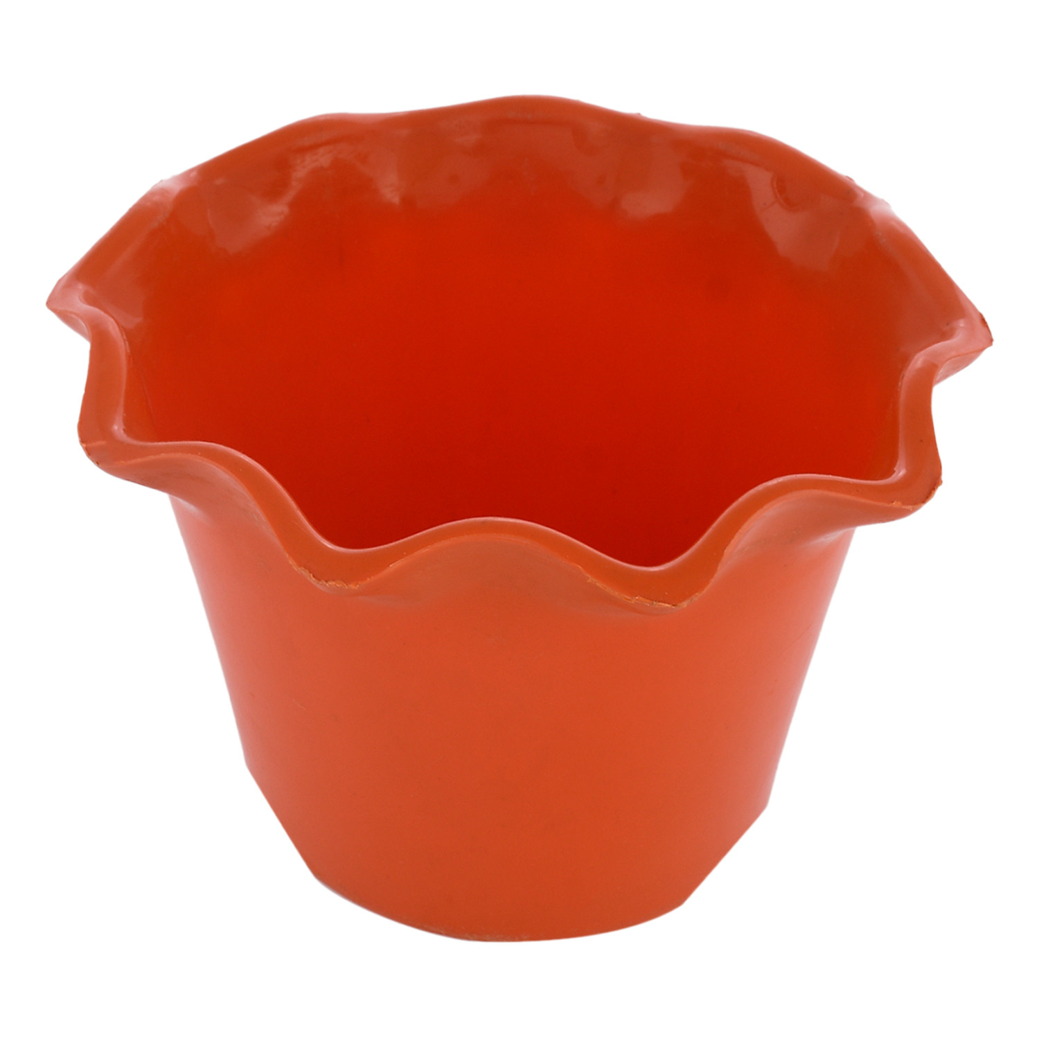 Kuber Industries Blossom Flower Pot|Durable Plastic Flower Pots|Planters for Home Décor|Garden|Living Room|Balcony (Orange)