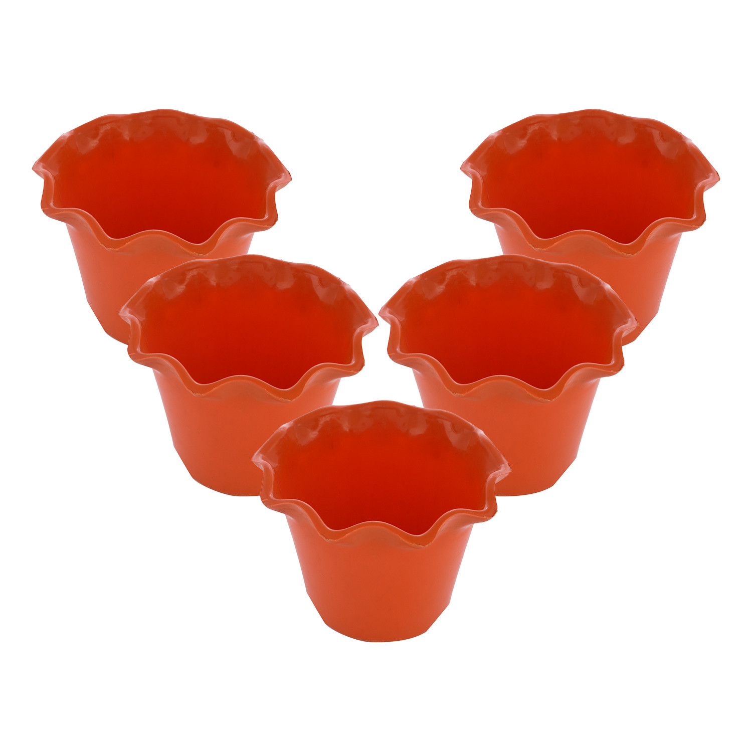 Kuber Industries Blossom Flower Pot|Durable Plastic Flower Pots|Planters for Home Décor|Garden|Living Room|Balcony (Orange)