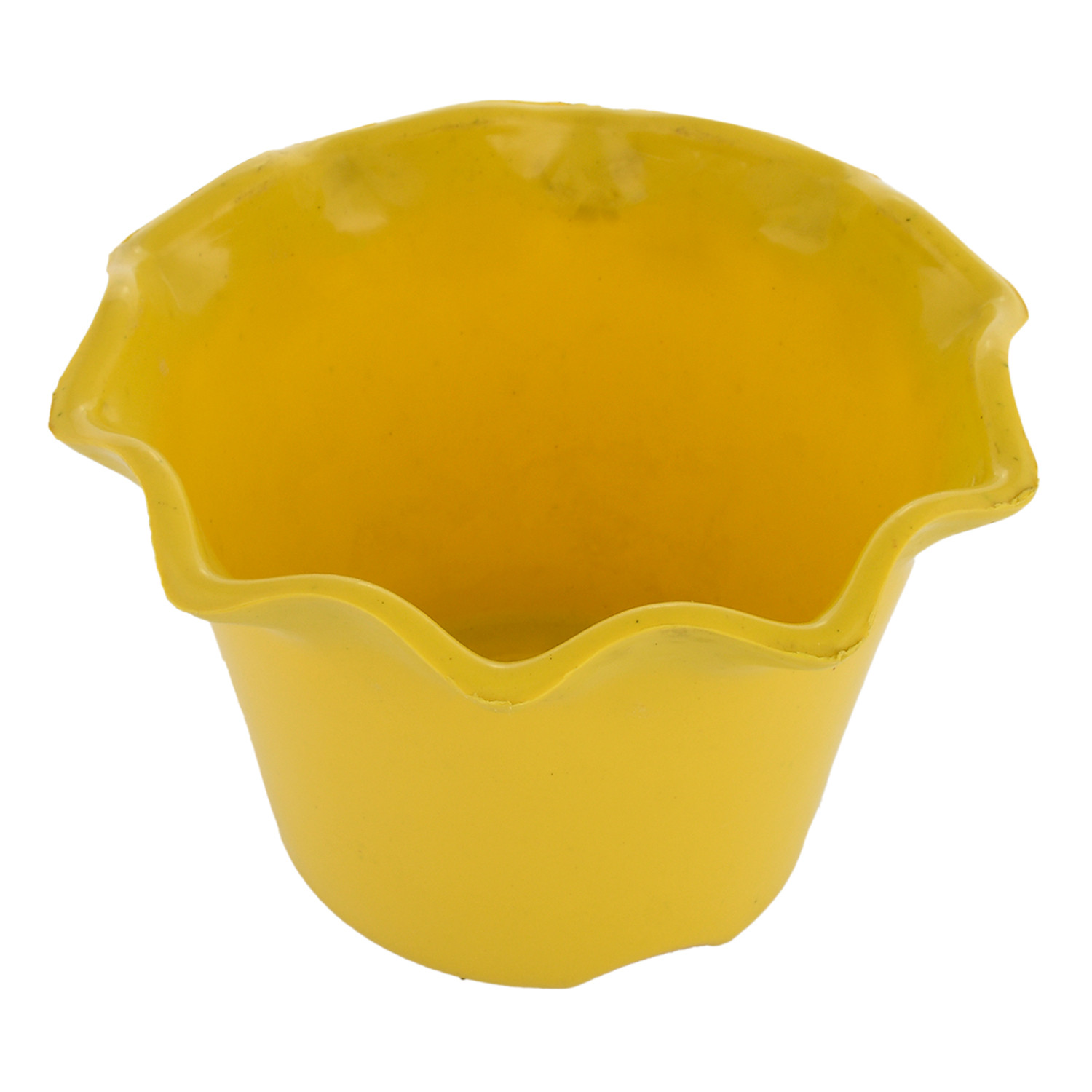 Kuber Industries Blossom Flower Pot|Durable Plastic Flower Pots|Planters for Home Décor|Garden|Living Room|Balcony (Yellow)