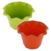 Kuber Industries Blossom Flower Pot|Durable Plastic Flower Pots|Planters for Home Décor|Garden|Living Room|Balcony|Pack of 2 (Orange &amp; Green)