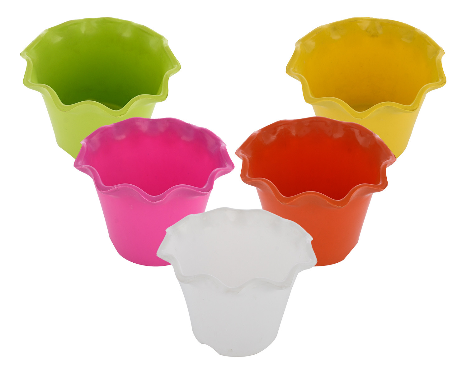 Kuber Industries Blossom Flower Pot|Durable Plastic Flower Pots|Planters for Home Décor|Garden|Living Room|Balcony|Pack of 5 (Multicolor)