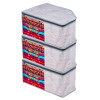 Blouse Cover | Clothes Storage Bag | Zipper Closure Wardrobe Organizers | Clothes Organizer with Transparent Window | Jute Printed Clothes Bag | Pack of 3 | Gray