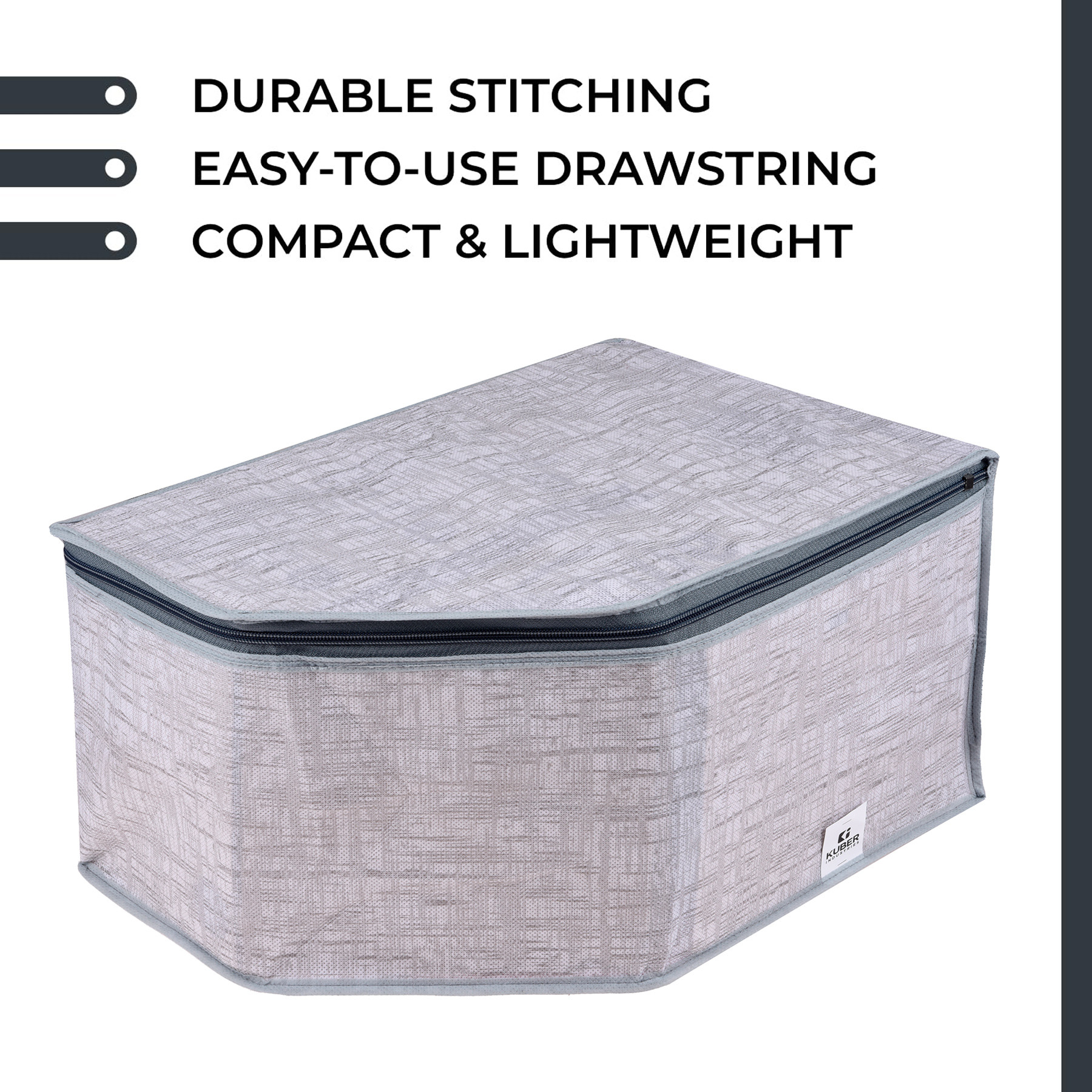 Kuber Industries Blouse Cover  Clothes Storage Bag  Zipper Closure Wardrobe Organizers  Clothes Organizer with Transparent Window  Jute Printed Clothes Bag  Pack of 3  Gray