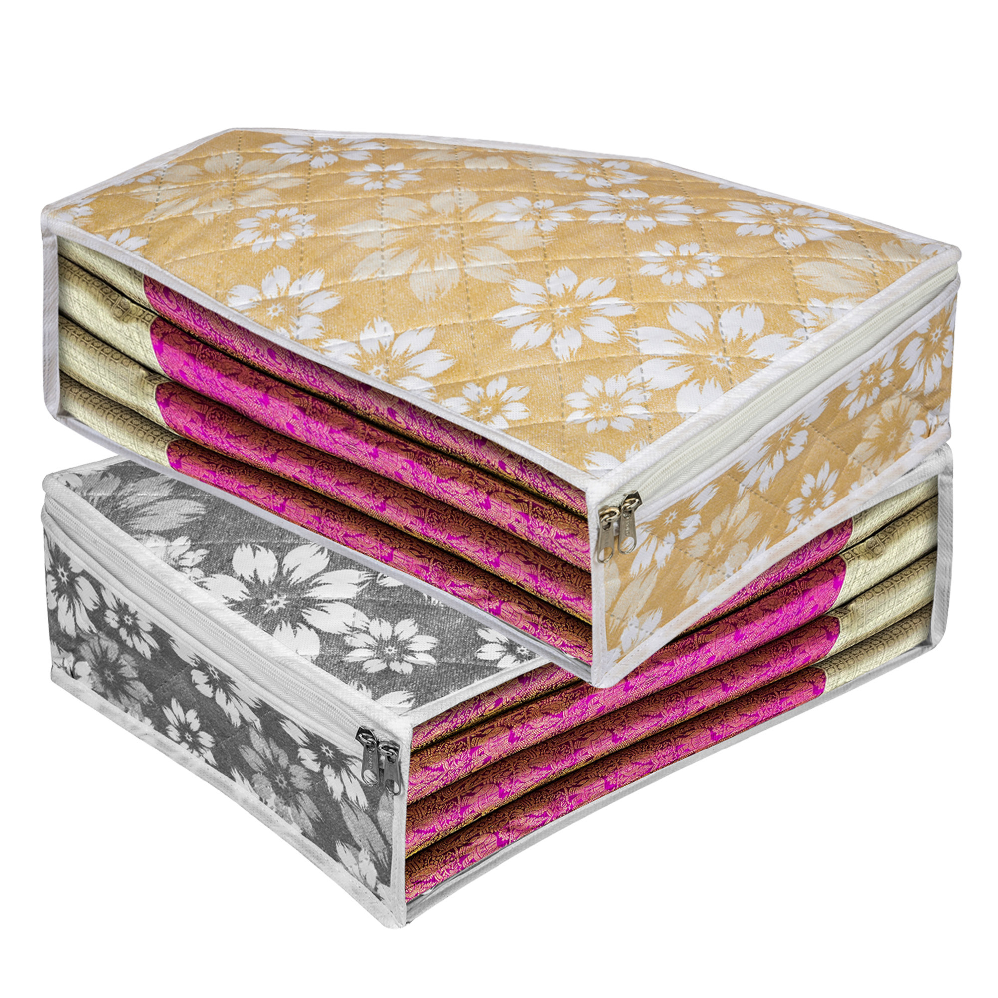 Kuber Industries Blouse Cover | Waterproof Blouse Bag | Side Visible Window Bag | Wardrobe Clothes Organizer | Blouse Protector Bag | Flower Quilted Storage Bag |Multi