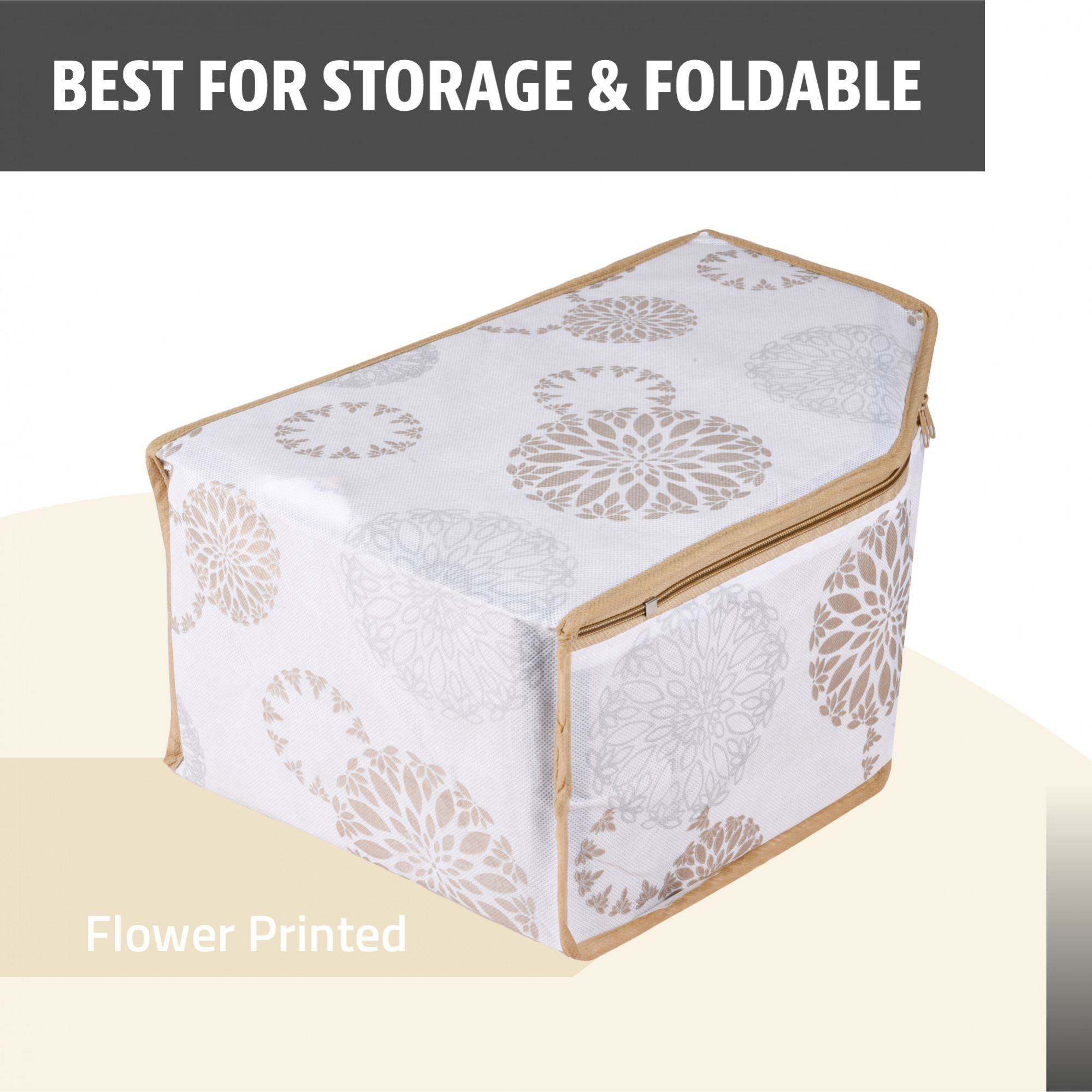 Kuber Industries Blouse Storage Bag | Clothes Storage Bag | Visible Window Wardrobe Bag | Zipper Clothes Organizer | Blouse Bag for Travel | Gola-Print | White